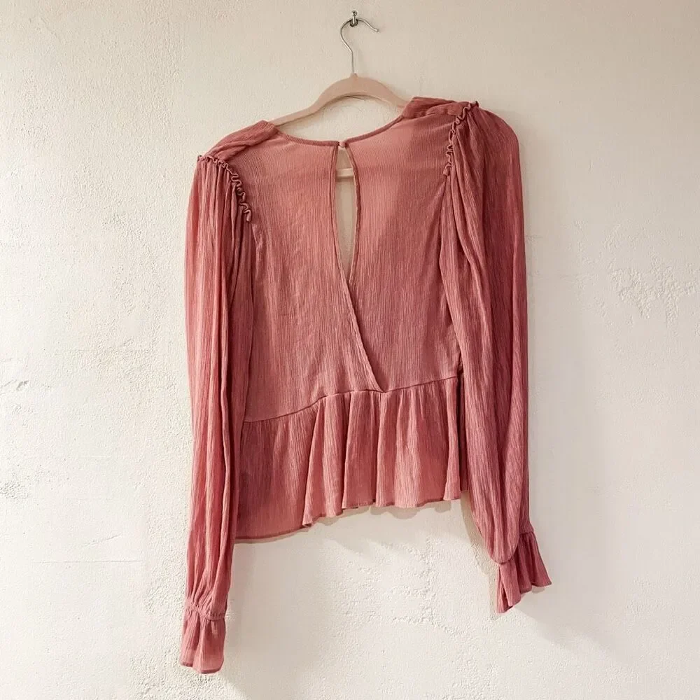 Free People Daia Blouse in Mountain Flower Pink Small